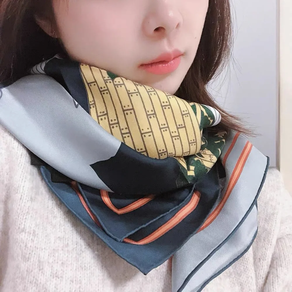 Flying Print 100% Silk Scarf Aviation Design – 135cm